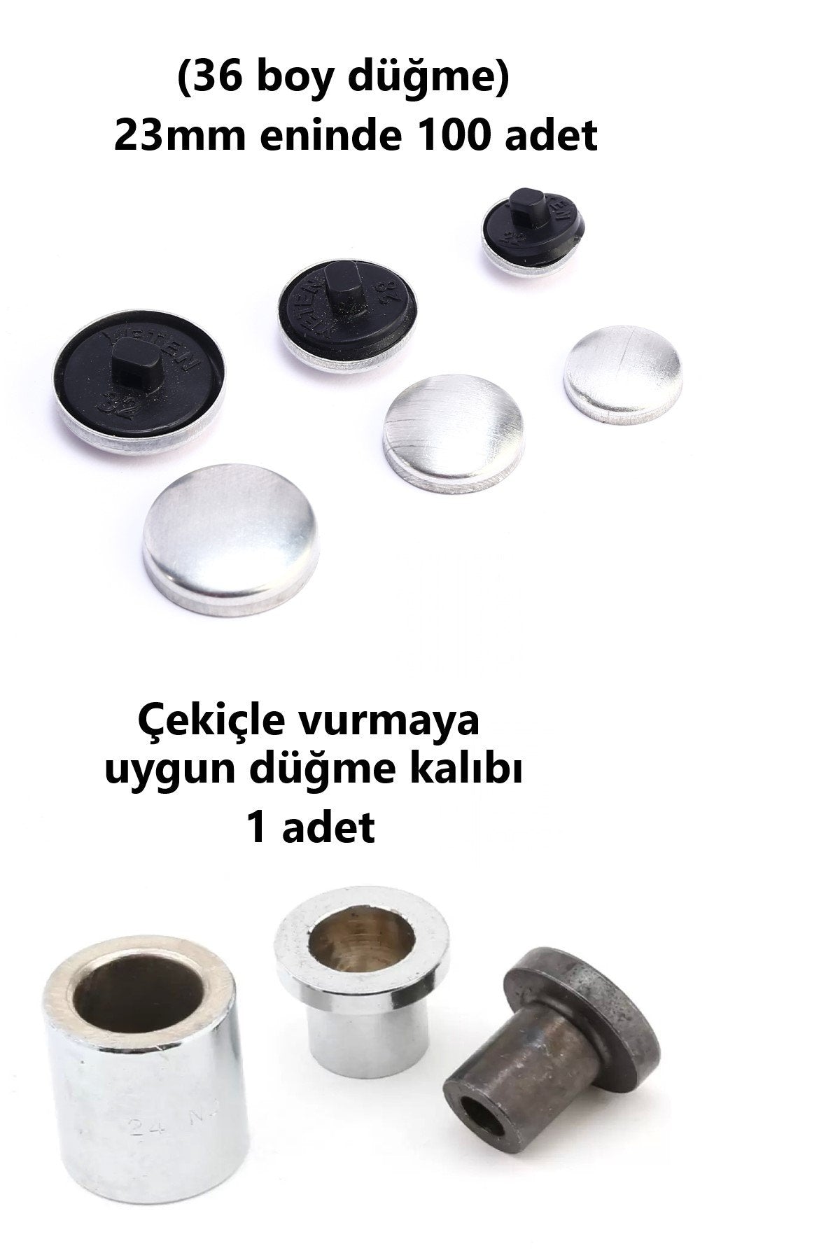 Kumaş Kaplama Düğme Yapım Seti - (36 Boy) 100 adet Düğme ve Kalıp  (24mm)