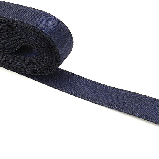 Двухсторонняя атласная лента темно-синего цвета шириной 1 см, шарик 10 м