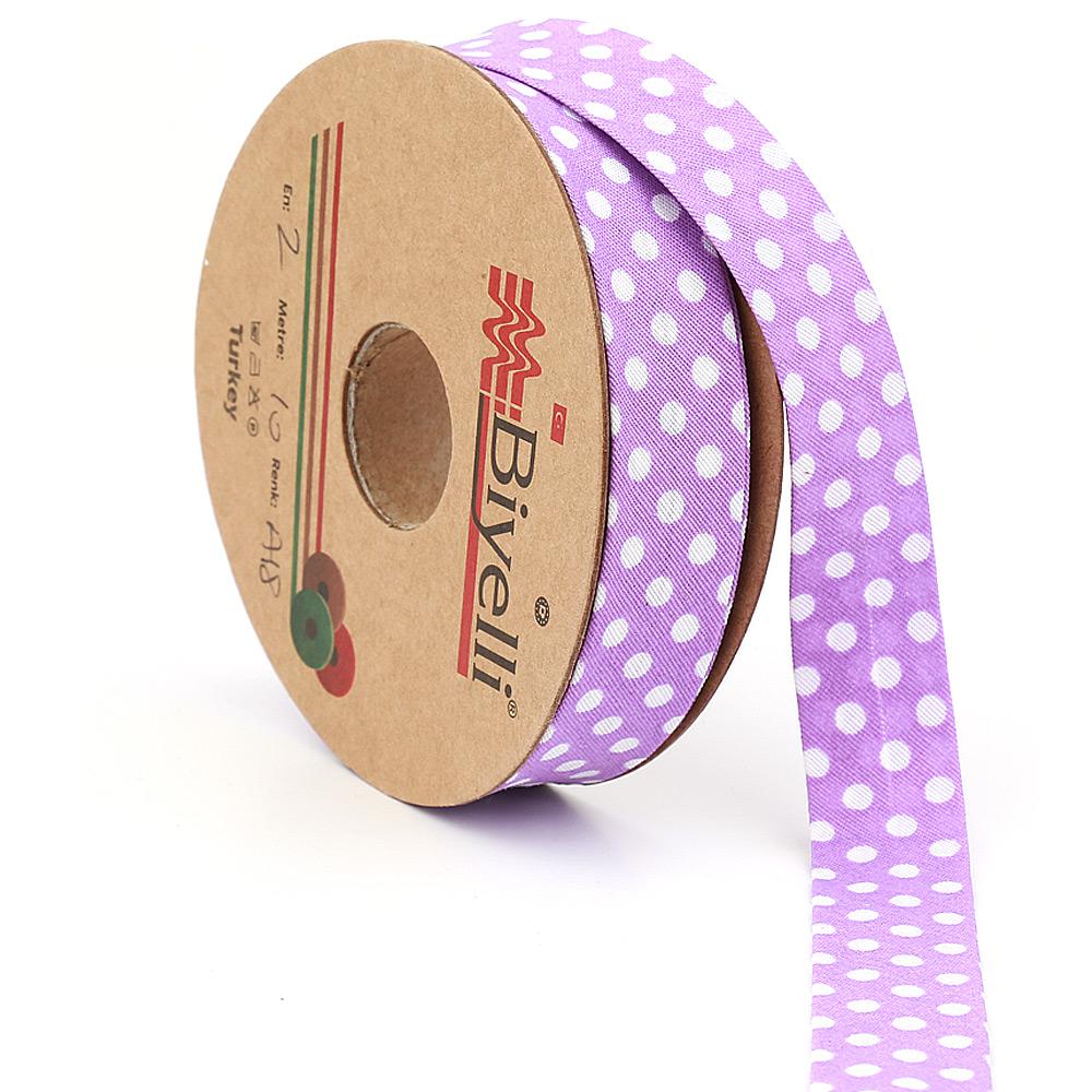Purple Polka Dot Cotton (Coton) Bias 2cm width 25mt (A18)