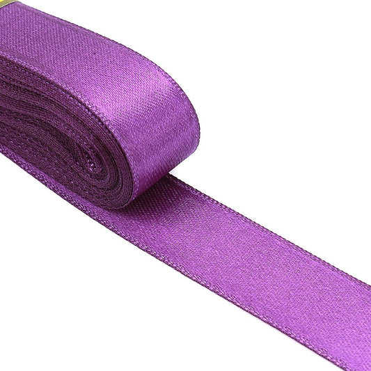 Фиолетовая атласная лента двухсторонняя, ширина 2 см, шарик 10 м