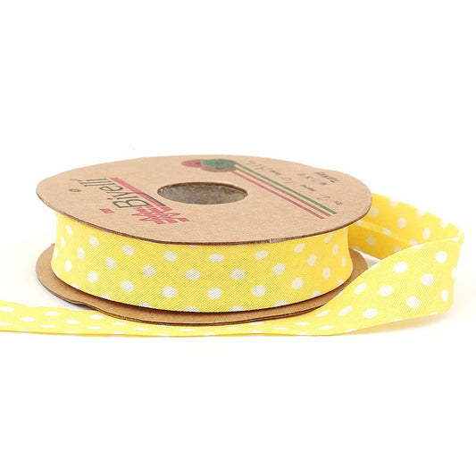 Yellow Polka Dot Cotton (Coton) Piping 2cm wide 25mt (A14)