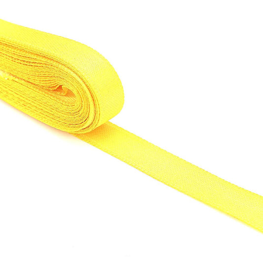 Желтая атласная лента двусторонняя шириной 1см 10м шарик