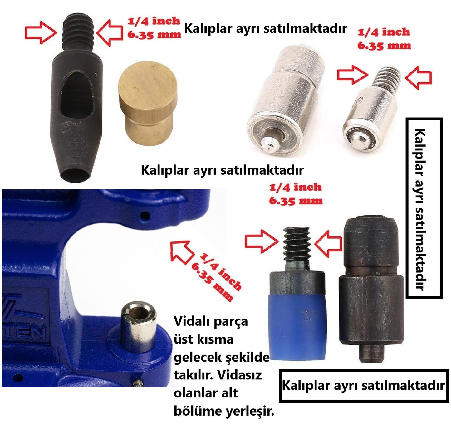 Ручной пресс Tulumba - машина для сверления отверстий, застежек, заклепок и пуговиц (без формы)