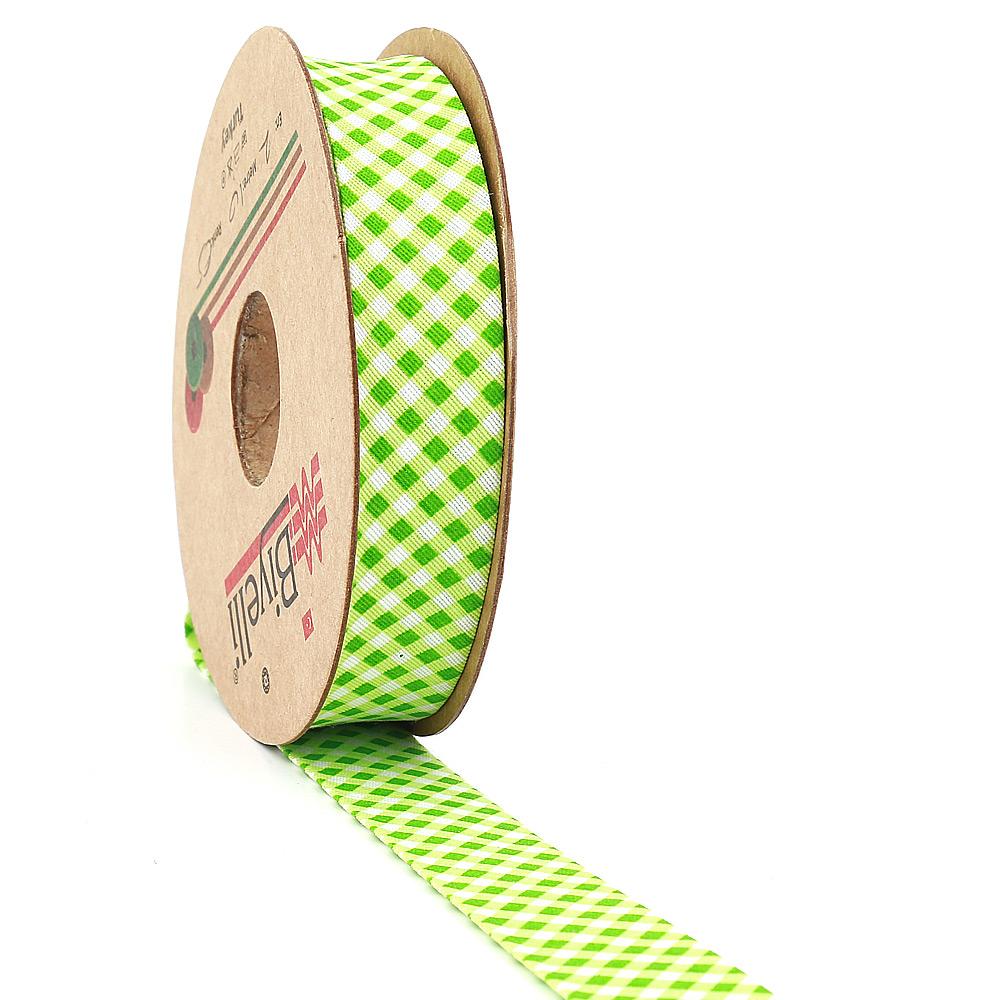 Green Plaid Cotton (Coton) Green Piping 2cm width 25mt (E5)
