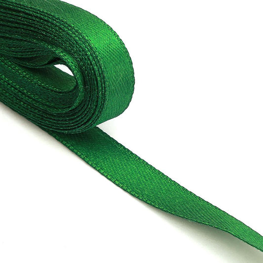 Green Satin Ribbon Double Sided 1cm Width 10mt Ball