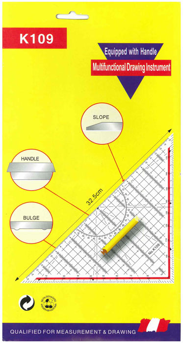 Geoder K-109 Multifunctional Triangle drawing ruler.