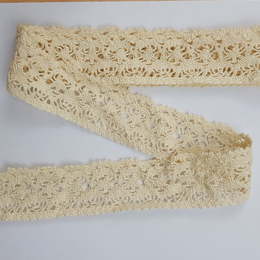 4cm eninde 10 Metre Krem Kenar Pamuk Dantel (40mm) [1206-3]