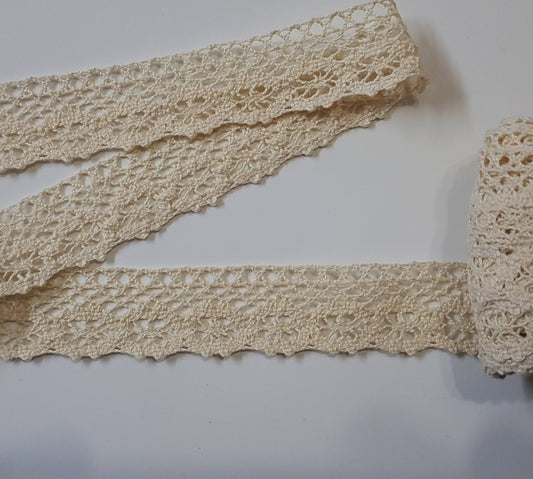 10 Metre Krem Kenar Pamuk Dantel 25mm ( 1393 )