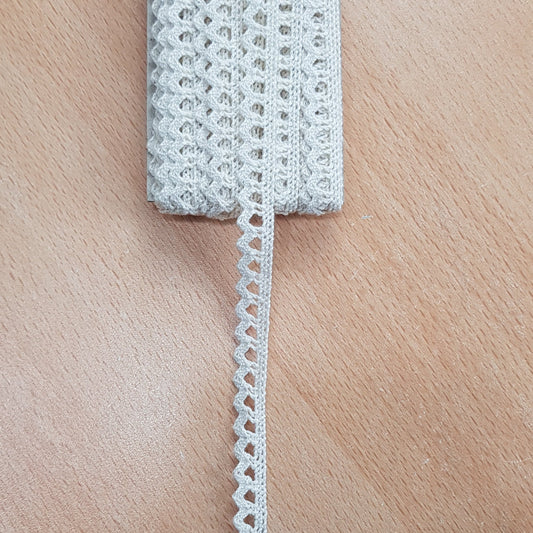 10 Metre Krem Kenar Pamuk Dantel 12mm(539)