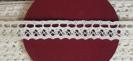 10 Metre Krem Pamuk Dantel 17mm (8337)