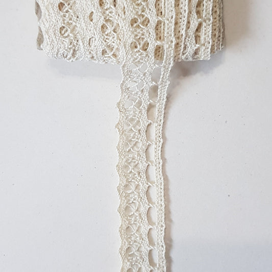 10 Metre Krem Pamuk Dantel 17mm (8337)