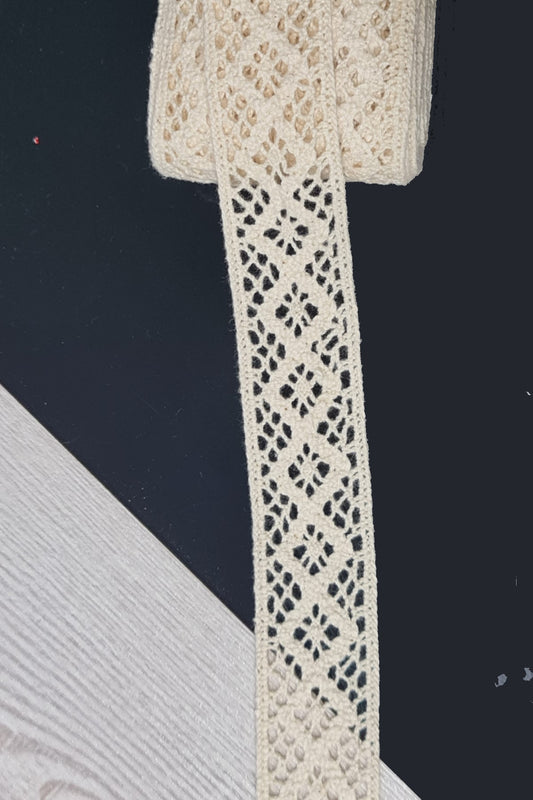 10 Metre Krem Ara Pamuk Dantel 20mm (8443)