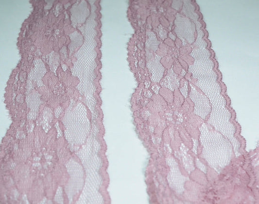 5cm eninde Açık Gül Kurusu Naylon Dantel 5 Metrelik Top - (730)