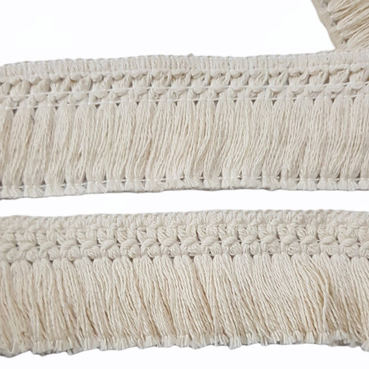 5 cm wide patterned cotton tassel fringe. ( 5 meters in ball )