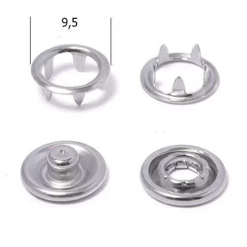 9.5 mm Perforated Click. Bebe Snaps, Shirt Snaps (in packs of 100)