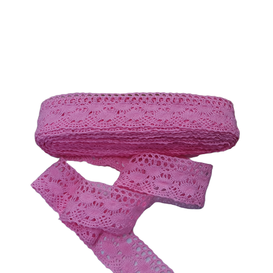 40mm Width Lace Neon Pink - Phosphor Pink Lace (1085)