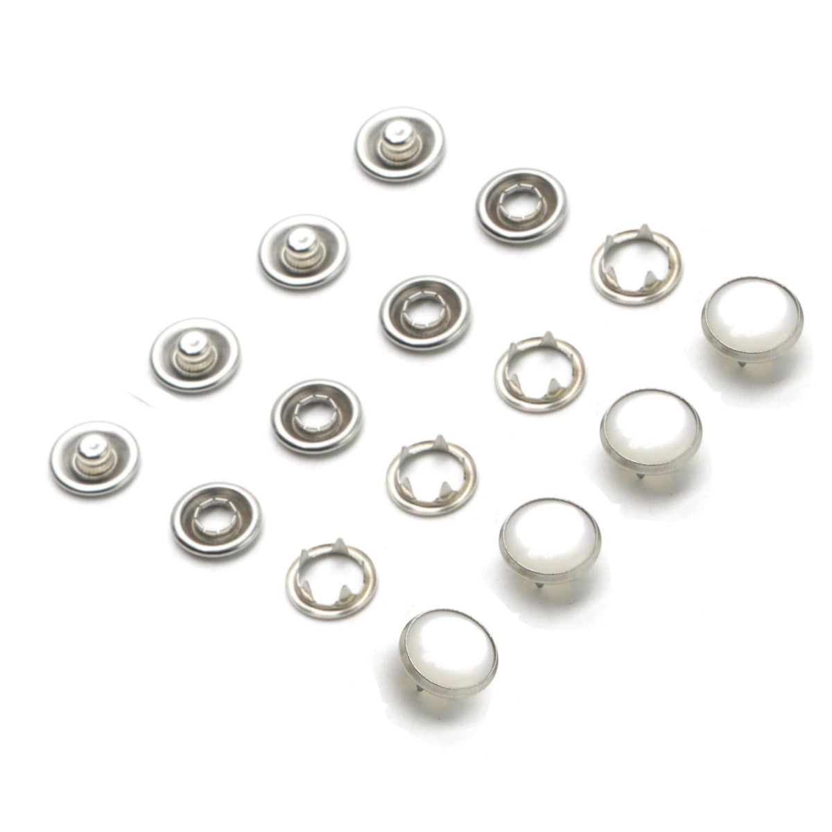 9.5 mm Pearlescent Click. Bebe Snaps, Shirt Snaps (in packs of 100)